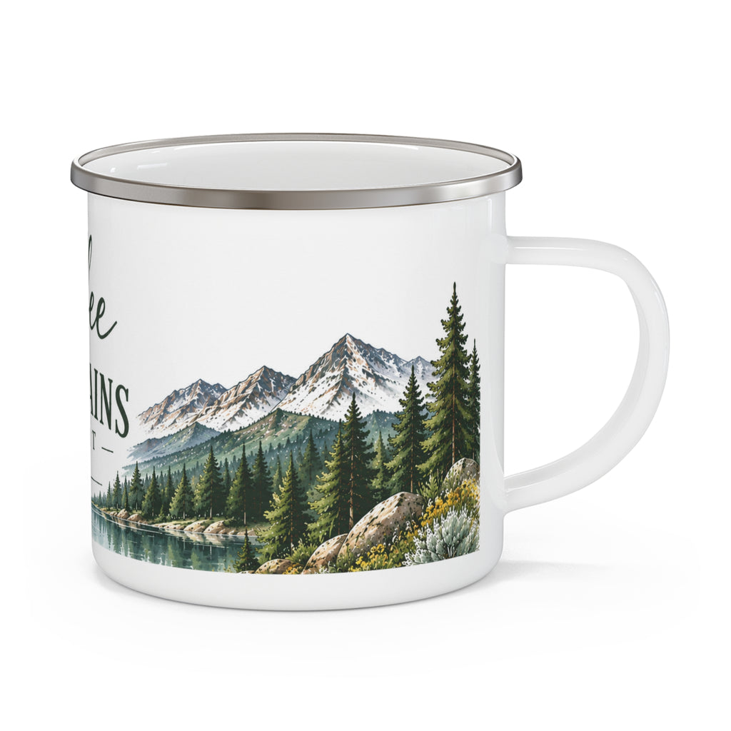 Coffee • Mountains • Repeat — Colorado Inspired Enamel Camping Mug