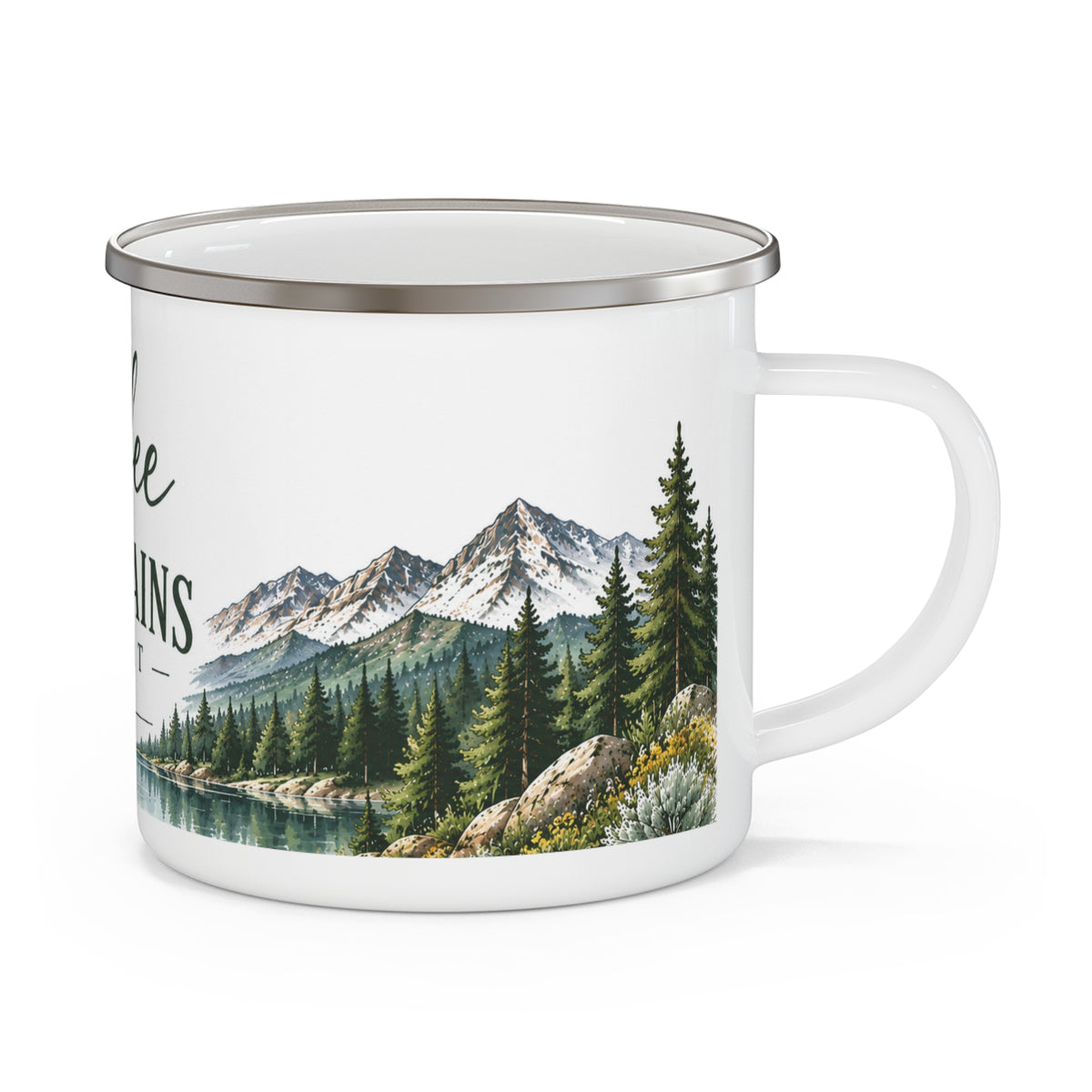 Coffee • Mountains • Repeat — Colorado Inspired Enamel Camping Mug