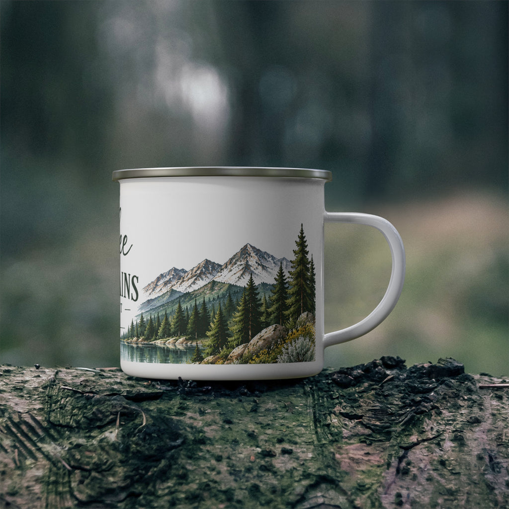 Coffee • Mountains • Repeat — Colorado Inspired Enamel Camping Mug