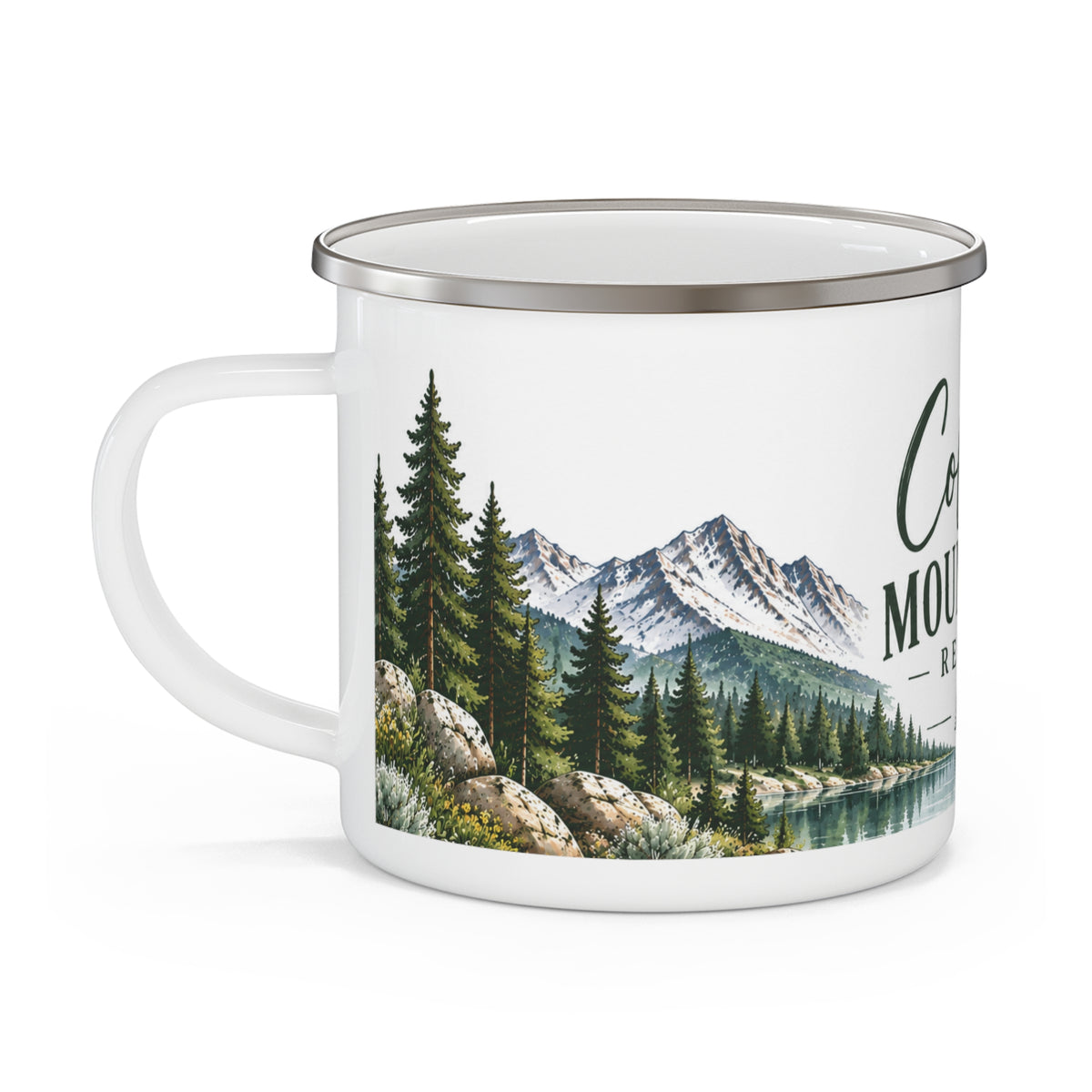 Coffee • Mountains • Repeat — Colorado Inspired Enamel Camping Mug